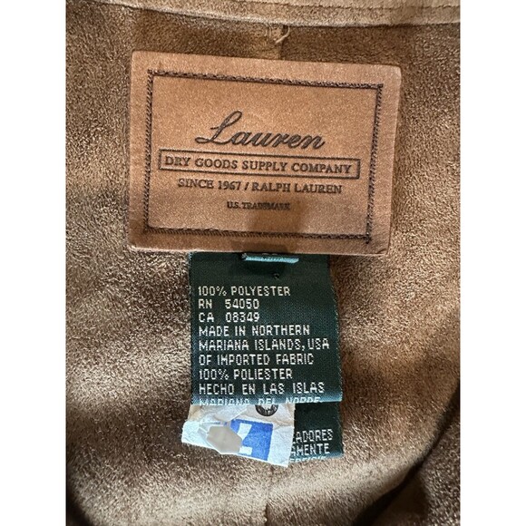 Lauren by Ralph Lauren Dry Goods Supply Co. Faux Suede Full Zip Vest Women Sz L - Picture 4 of 7
